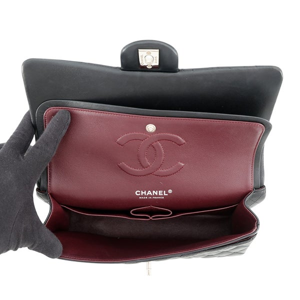 シャネル チェーンショルダーバッグ マトラッセ25 ココマーク ラムスキン ダブルチェーン A01112 CHANEL 黒