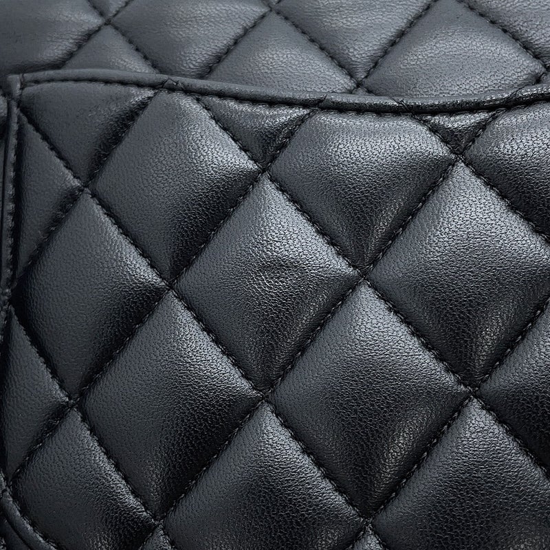 シャネル チェーンショルダーバッグ マトラッセ25 ココマーク ラムスキン ダブルチェーン A01112 CHANEL 黒