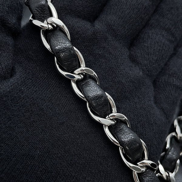 シャネル チェーンショルダーバッグ マトラッセ25 ココマーク ラムスキン ダブルチェーン A01112 CHANEL 黒
