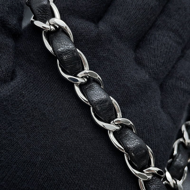 シャネル チェーンショルダーバッグ マトラッセ25 ココマーク ラムスキン ダブルチェーン A01112 CHANEL 黒
