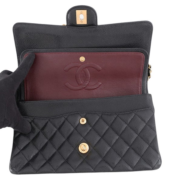 シャネル チェーンショルダーバッグ マトラッセ25 ココマーク キャビアスキン ダブルチェーン A01112 CHANEL 黒