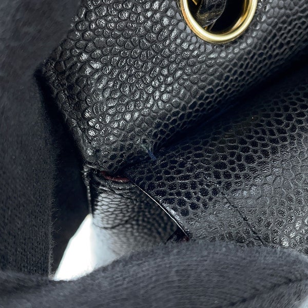 シャネル チェーンショルダーバッグ マトラッセ25 ココマーク キャビアスキン ダブルチェーン A01112 CHANEL 黒