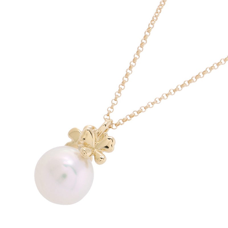 タサキ ネックレス フラワー バタフライ あこや真珠 パール K18YGイエローゴールド TASAKI ペンダント 花 蝶々
