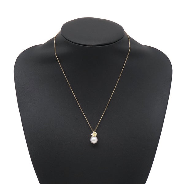 タサキ ネックレス フラワー バタフライ あこや真珠 パール K18YGイエローゴールド TASAKI ペンダント 花 蝶々