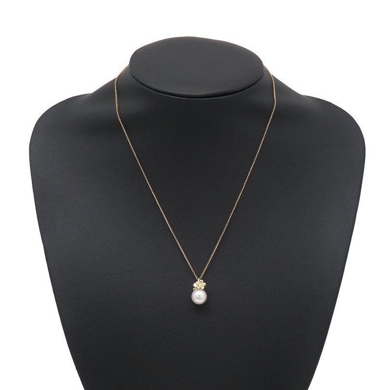 タサキ ネックレス フラワー バタフライ あこや真珠 パール K18YGイエローゴールド TASAKI ペンダント 花 蝶々