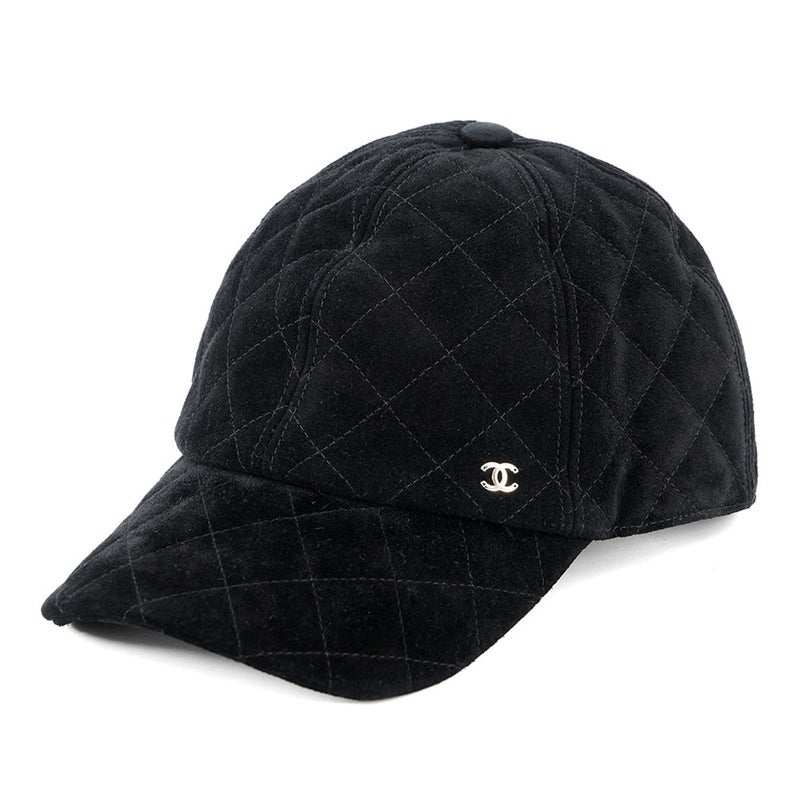 シャネル キャップ ココマーク スエード ステッチ AAB759 CHANEL 帽子 黒