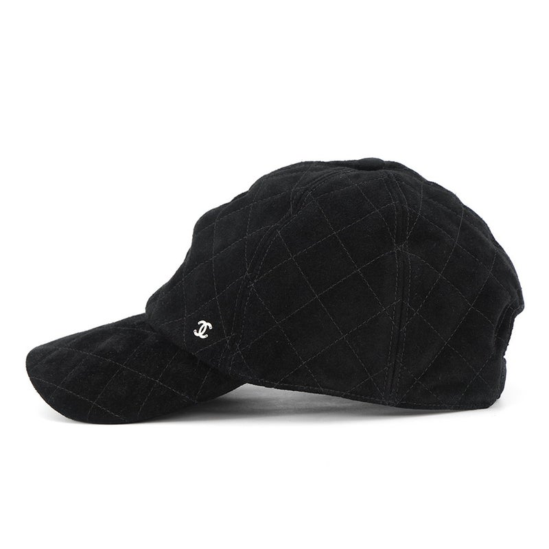 シャネル キャップ ココマーク スエード ステッチ AAB759 CHANEL 帽子 黒