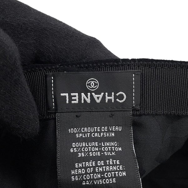 シャネル キャップ ココマーク スエード ステッチ AAB759 CHANEL 帽子 黒