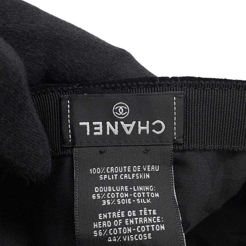シャネル キャップ ココマーク スエード ステッチ AAB759 CHANEL 帽子 黒