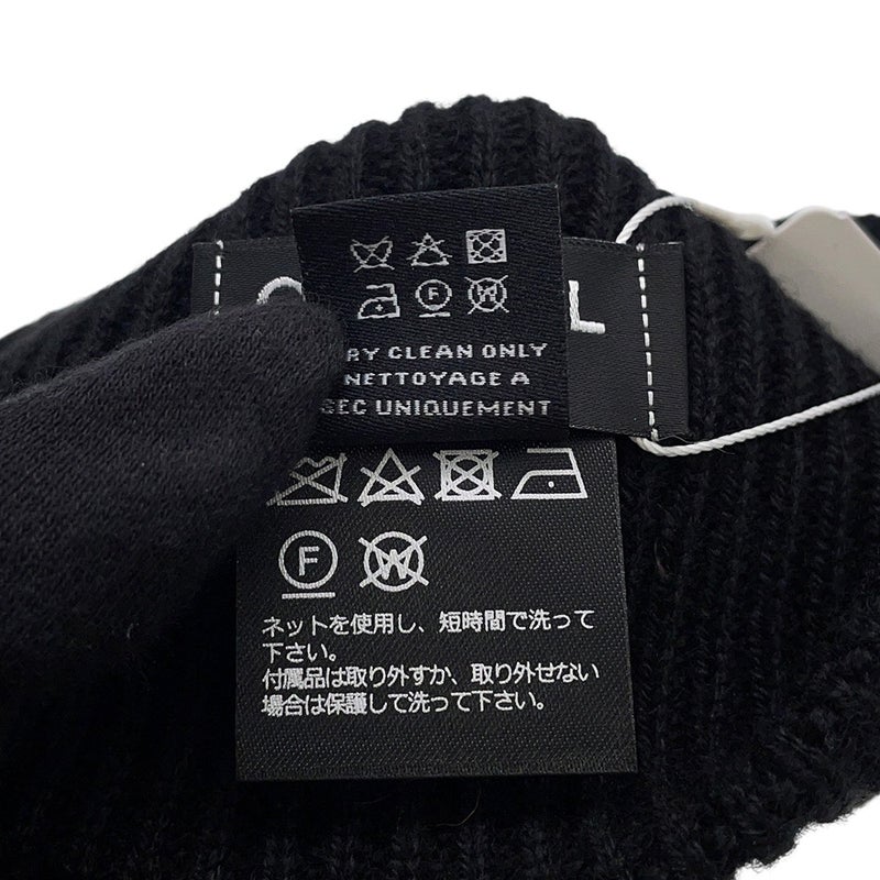 シャネル ニット帽 ココマーク カシミヤ シルク CHANEL 帽子 黒