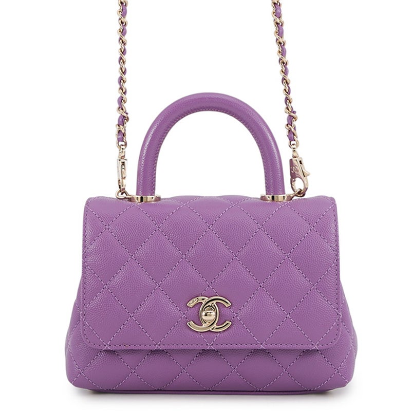 シャネル ハンドバッグ ココマーク マトラッセ ココハンドル XXS キャビアスキン AS2215 2wayショルダー CHANEL