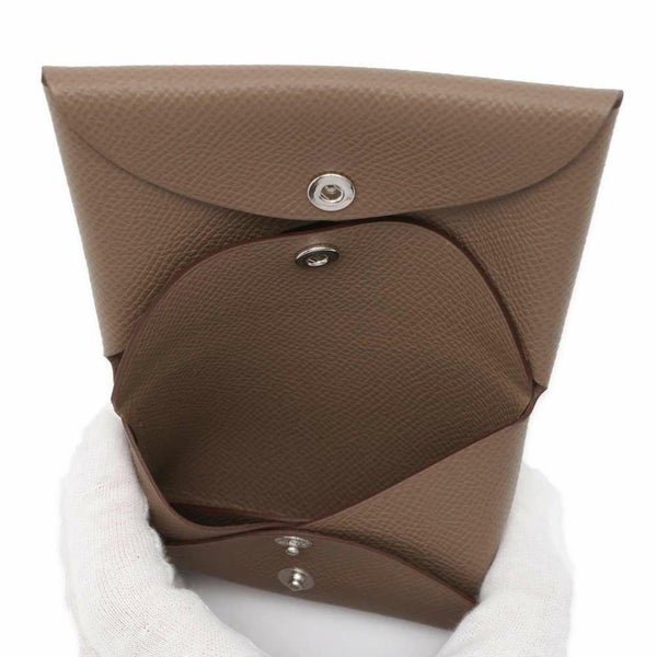 エルメス コインケース カルヴィ デュオ エトゥープ/シルバー金具 ヴォーエプソン W刻印 財布
