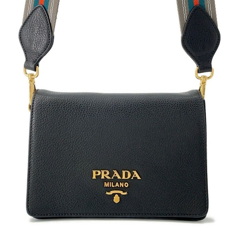 プラダ ショルダーバッグ ロゴ レザー 1BD102 PRADA バッグ 黒