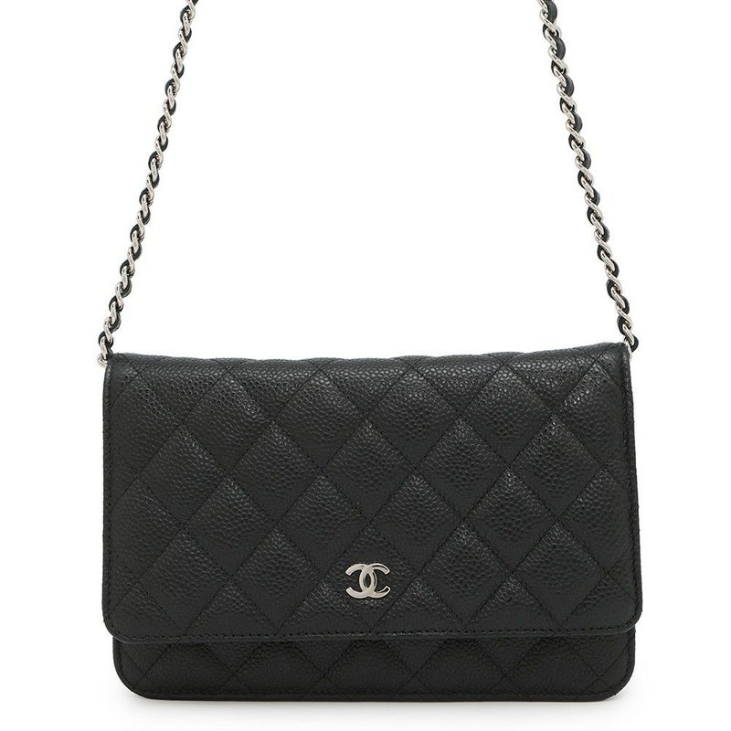 シャネル チェーンウォレット クラシック マトラッセ ココマーク キャビアスキン AP0250 CHANEL 財布 黒