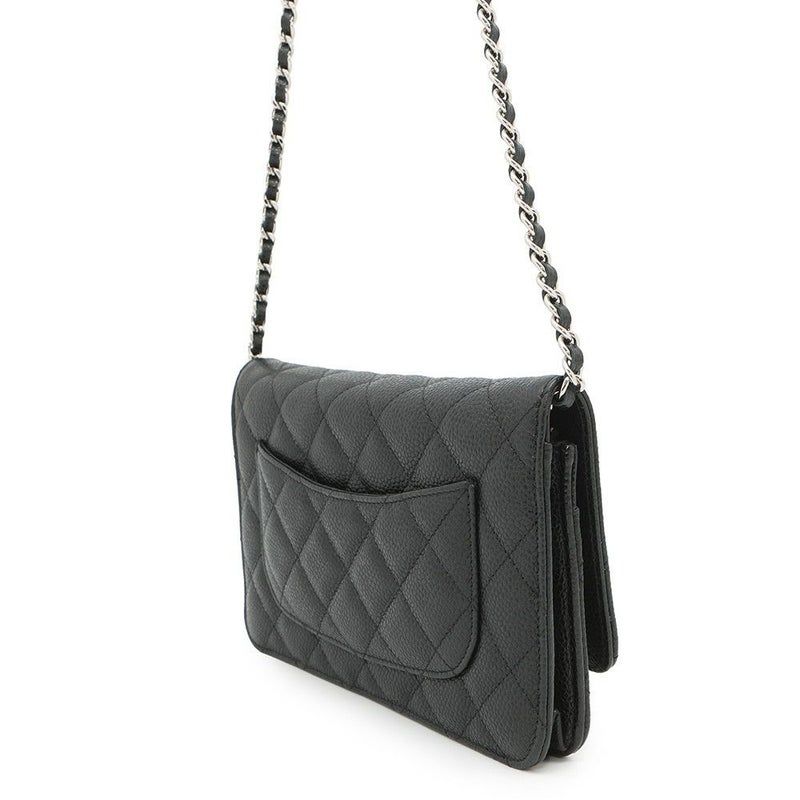 シャネル チェーンウォレット クラシック マトラッセ ココマーク キャビアスキン AP0250 CHANEL 財布 黒