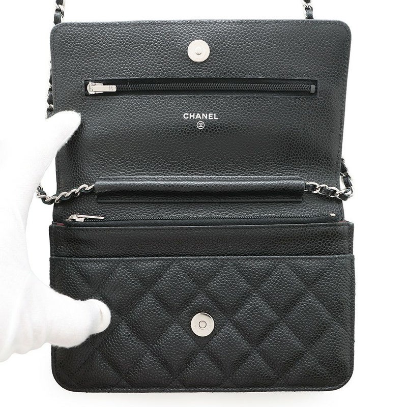シャネル チェーンウォレット クラシック マトラッセ ココマーク キャビアスキン AP0250 CHANEL 財布 黒
