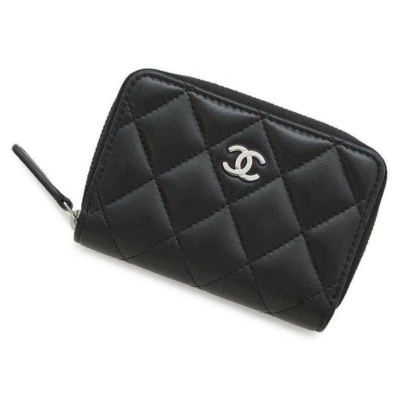シャネル コインケース クラシック ジップコインパース マトラッセ ココマーク ラムスキン AP0216 CHANEL 財布 小銭入れ 黒