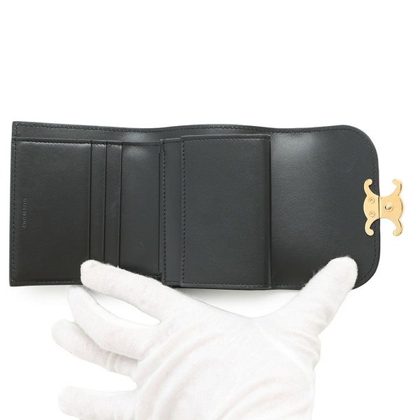 セリーヌ 三つ折り財布 トリオンフ スモール フラップウォレット 10D783 CELINE 黒