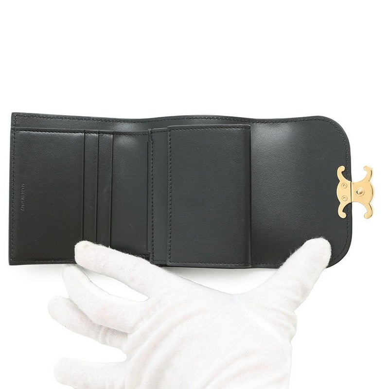 セリーヌ 三つ折り財布 トリオンフ スモール フラップウォレット 10D783 CELINE 黒