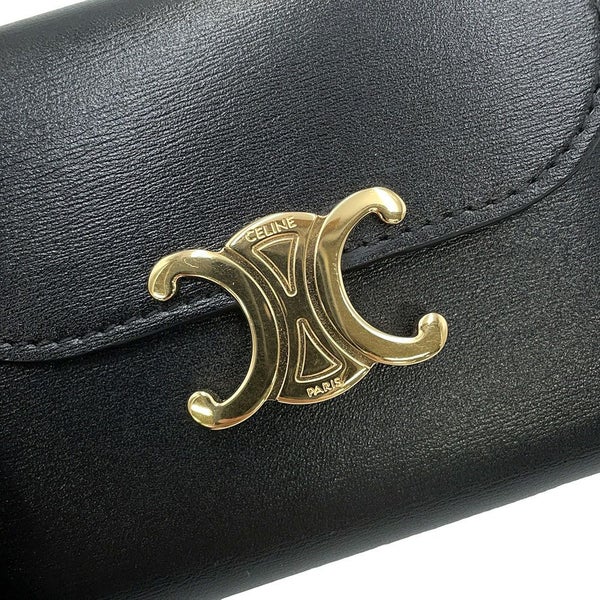 セリーヌ 三つ折り財布 トリオンフ スモール フラップウォレット 10D783 CELINE 黒