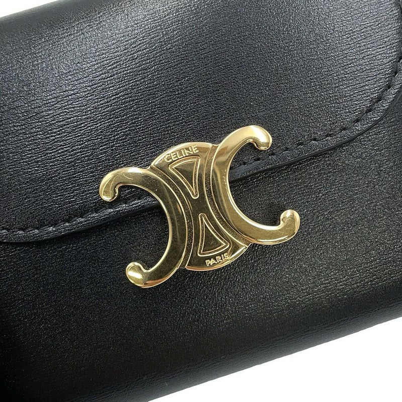 セリーヌ 三つ折り財布 トリオンフ スモール フラップウォレット 10D783 CELINE 黒