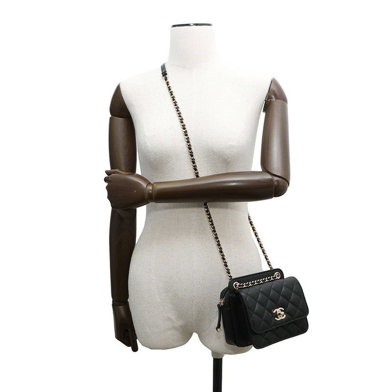 シャネル チェーンショルダーバッグ ミニ マトラッセ ココマーク ラムスキン AS1693 CHANEL 2way 黒