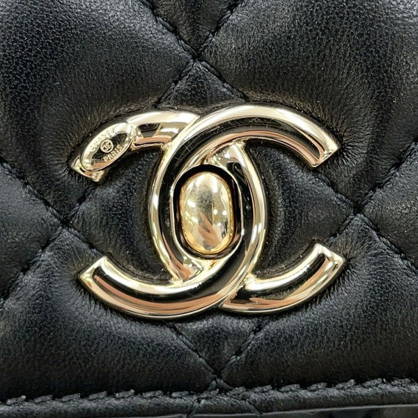 シャネル チェーンショルダーバッグ ミニ マトラッセ ココマーク ラムスキン AS1693 CHANEL 2way 黒