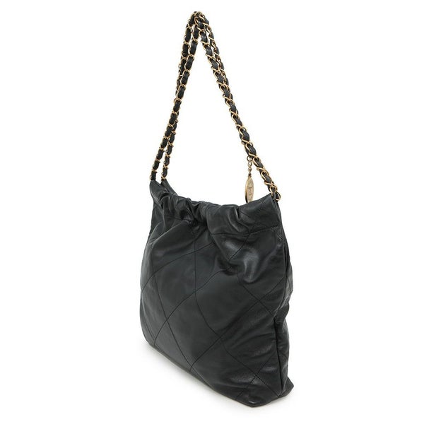 シャネル ハンドバッグ CHANEL 22 マトラッセ スモール シャイニーカーフ AS3260 ポーチ付き 黒