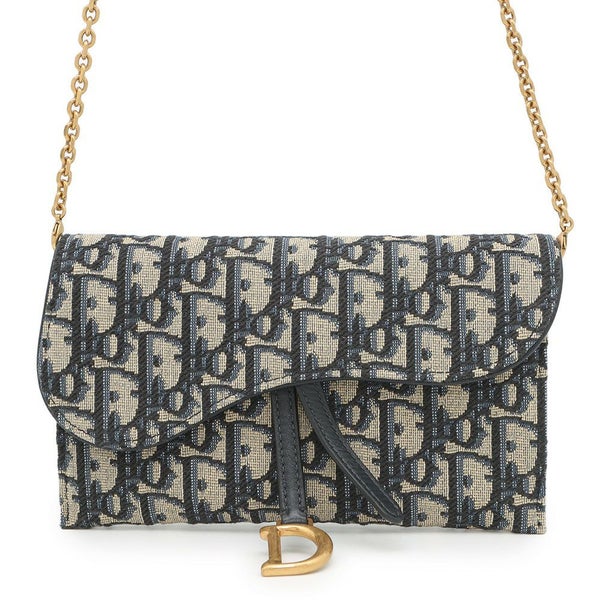 クリスチャン・ディオール チェーンウォレット サドル チェーンポーチ スモール ジャカード S5614CTZQ 財布 トロッター