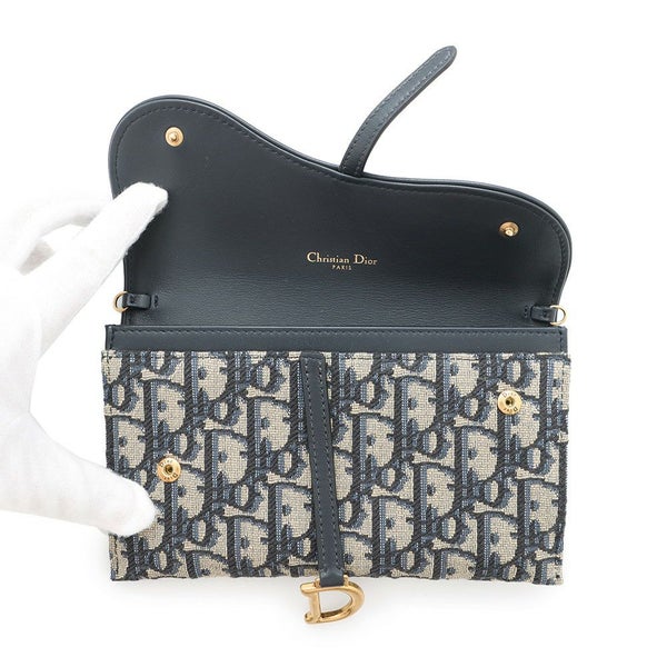 クリスチャン・ディオール チェーンウォレット サドル チェーンポーチ スモール ジャカード S5614CTZQ 財布 トロッター