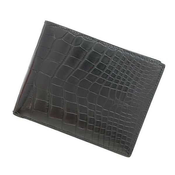 エルメス 二つ折り財布 MC2 ガリレイ ブラック アリゲーターマット X刻印 HERMES 財布 メンズ 黒