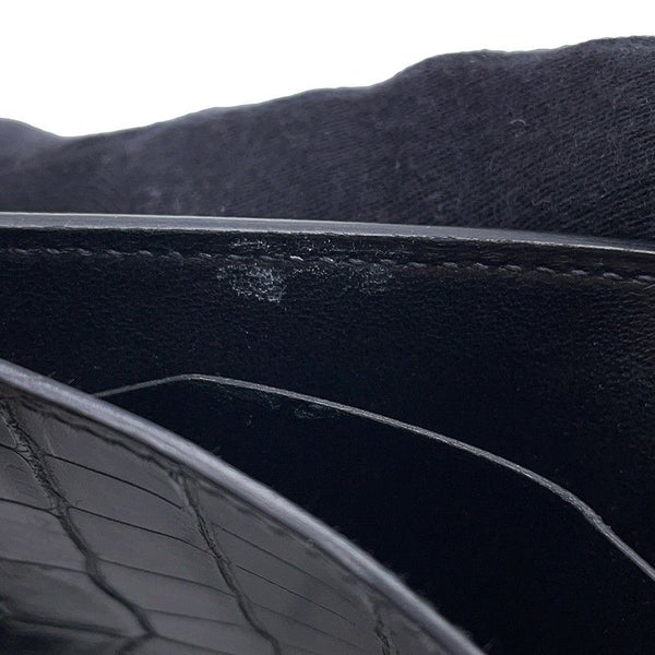 エルメス 二つ折り財布 MC2 ガリレイ ブラック アリゲーターマット X刻印 HERMES 財布 メンズ 黒