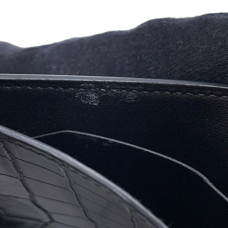 エルメス 二つ折り財布 MC2 ガリレイ ブラック アリゲーターマット X刻印 HERMES 財布 メンズ 黒