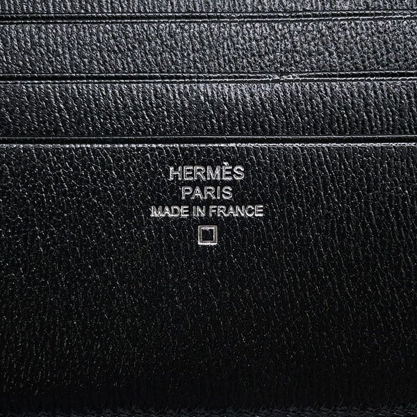 エルメス 二つ折り財布 MC2 ガリレイ ブラック アリゲーターマット X刻印 HERMES 財布 メンズ 黒