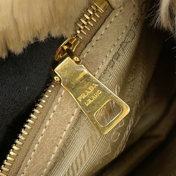 プラダ トートバッグ カナパ デニム フェイクファー BN2182 PRADA