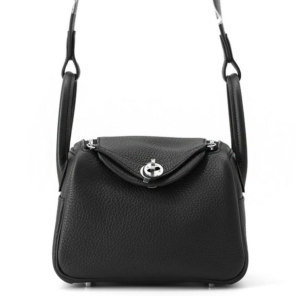 エルメス ハンドバッグ リンディ ミニ ブラック/シルバー金具 トリヨンクレマンス K刻印 2wayショルダー 黒