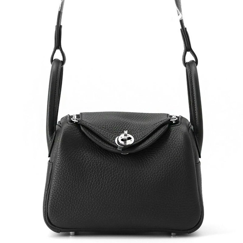 エルメス ハンドバッグ リンディ ミニ ブラック/シルバー金具 トリヨンクレマンス K刻印 2wayショルダー 黒