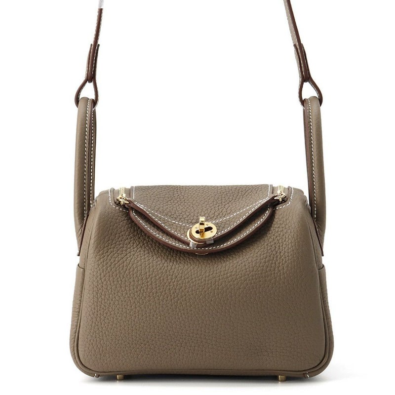 エルメス ハンドバッグ リンディ ミニ エトゥープ/ゴールド金具 トリヨンクレマンス K刻印 HERMES バッグ 2wayショルダーバッグ