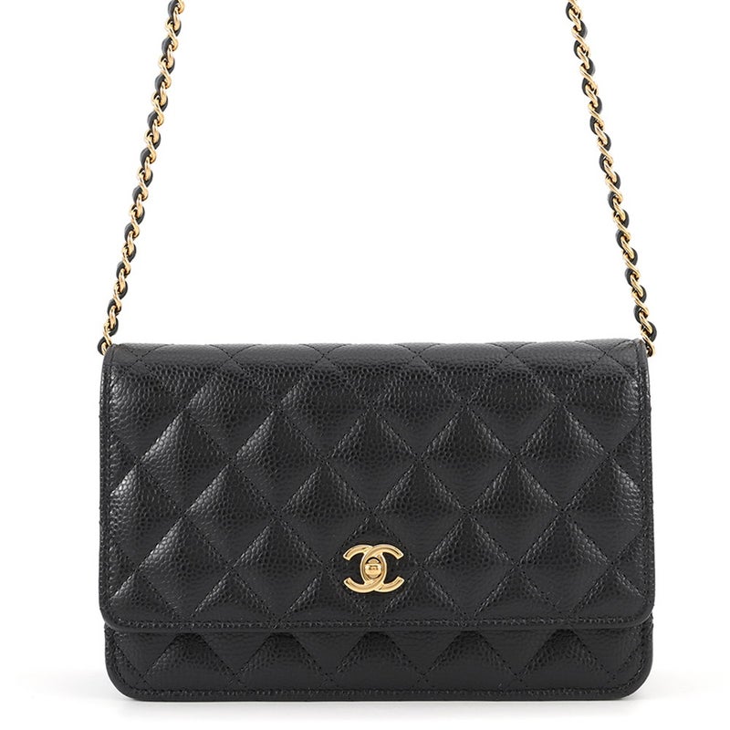 シャネル チェーンウォレット クラシック マトラッセ ココマーク キャビアスキン AP4241 CHANEL 財布 黒