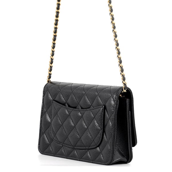 シャネル チェーンウォレット クラシック マトラッセ ココマーク キャビアスキン AP4241 CHANEL 財布 黒