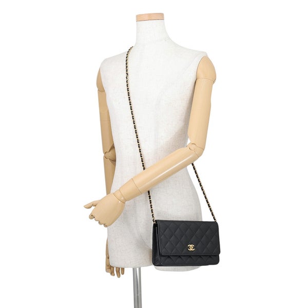シャネル チェーンウォレット クラシック マトラッセ ココマーク キャビアスキン AP4241 CHANEL 財布 黒