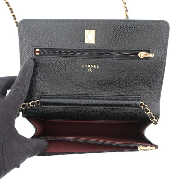 シャネル チェーンウォレット クラシック マトラッセ ココマーク キャビアスキン AP4241 CHANEL 財布 黒