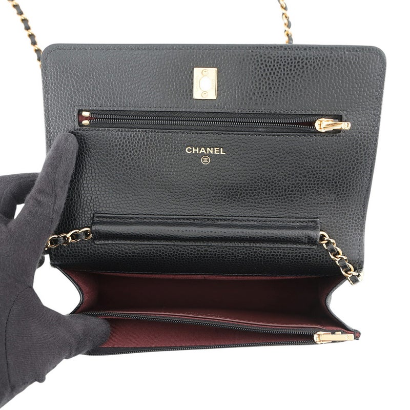 シャネル チェーンウォレット クラシック マトラッセ ココマーク キャビアスキン AP4241 CHANEL 財布 黒