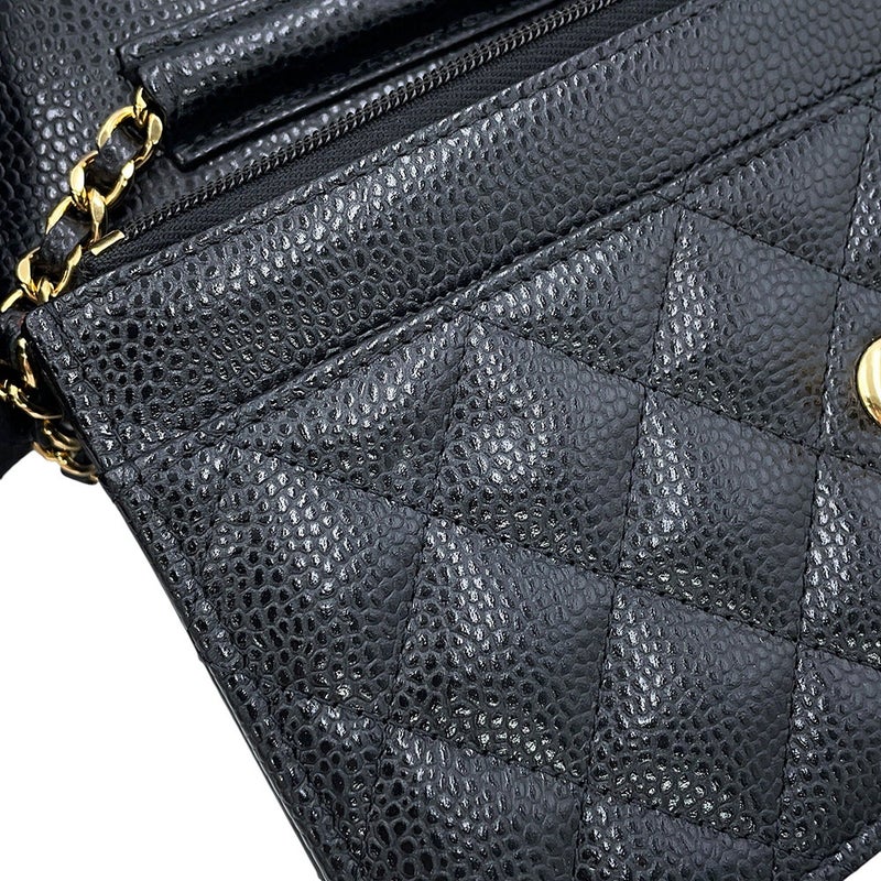 シャネル チェーンウォレット クラシック マトラッセ ココマーク キャビアスキン AP4241 CHANEL 財布 黒
