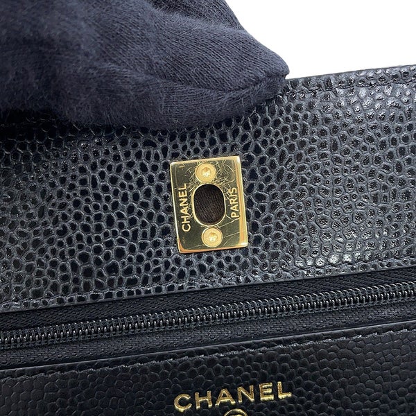 シャネル チェーンウォレット クラシック マトラッセ ココマーク キャビアスキン AP4241 CHANEL 財布 黒