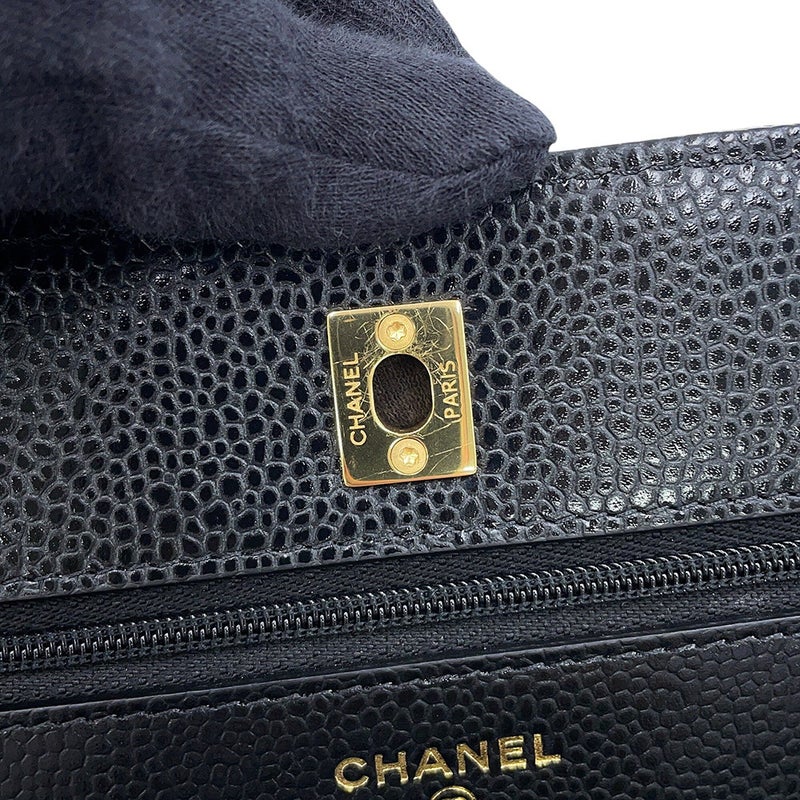 シャネル チェーンウォレット クラシック マトラッセ ココマーク キャビアスキン AP4241 CHANEL 財布 黒