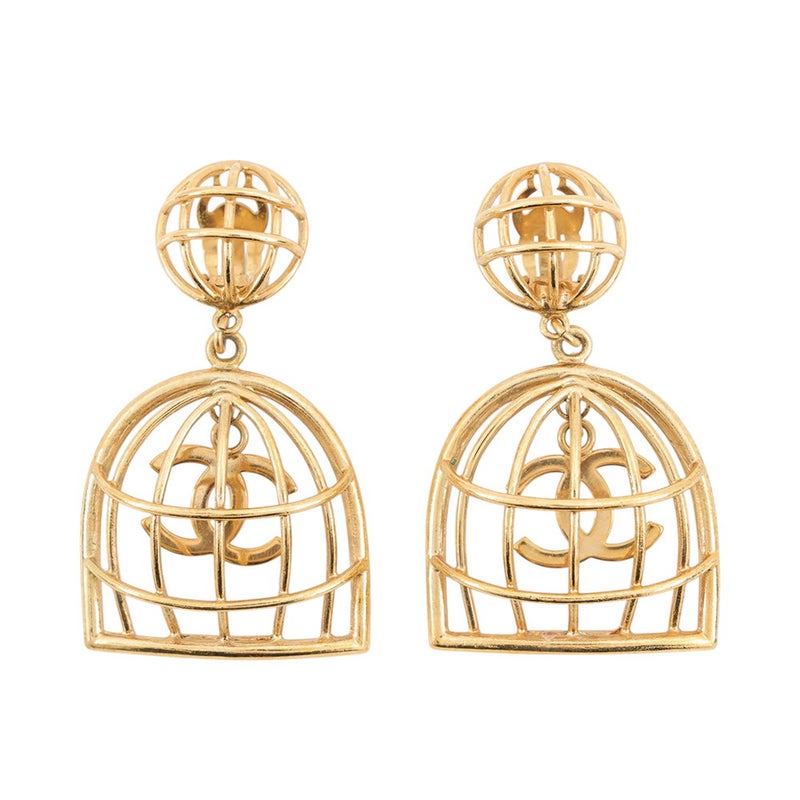シャネル イヤリング ココマーク 鳥かごモチーフ メタル 93A CHANEL アクセサリー