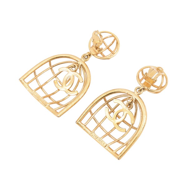 シャネル イヤリング ココマーク 鳥かごモチーフ メタル 93A CHANEL アクセサリー