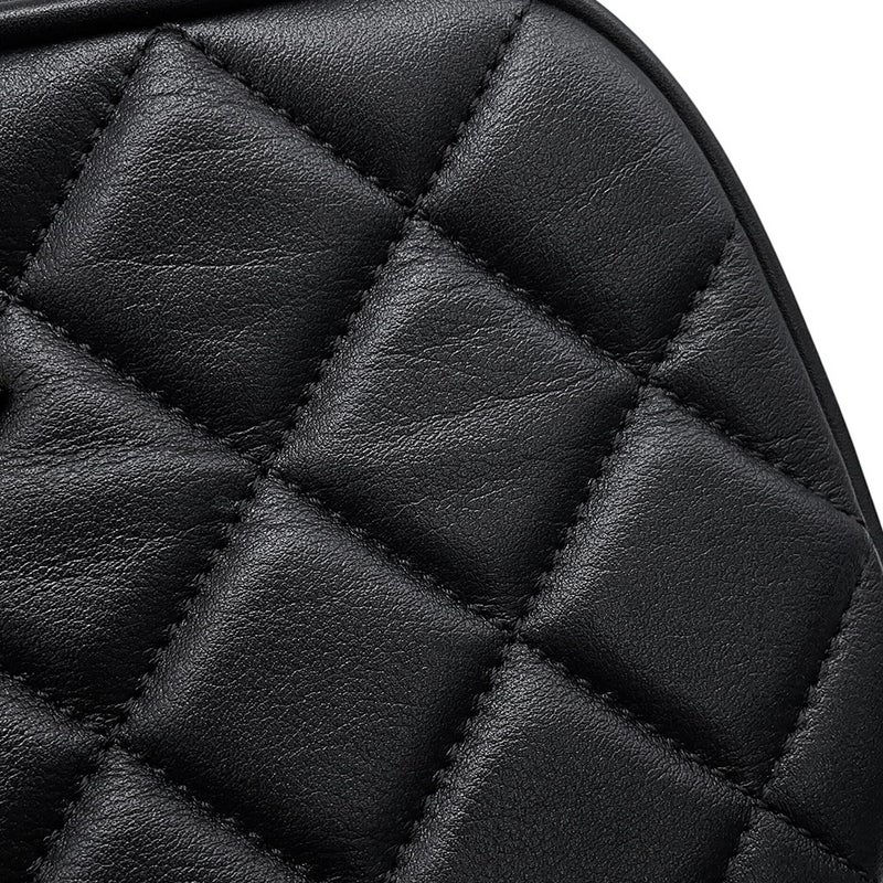 シャネル チェーンショルダーバッグ マトラッセ ミニ ボーリングバッグ ココマーク レザー AS5572 CHANEL 黒