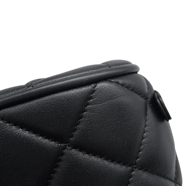 シャネル チェーンショルダーバッグ マトラッセ ミニ ボーリングバッグ ココマーク レザー AS5572 CHANEL 黒